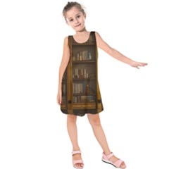 Books Book Shelf Shelves Knowledge Book Cover Gothic Old Ornate Library Kids  Sleeveless Dress