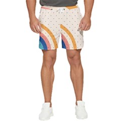 Abstract Geometric Bauhaus Polka Dots Retro Memphis Rainbow Men s Runner Shorts