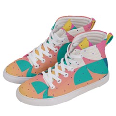 Abstract Geometric Bauhaus Polka Dots Retro Memphis Art Men s Hi-top Skate Sneakers by Maspions