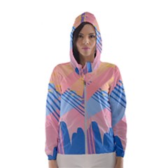 Abstract Lines Dots Pattern Purple Pink Blue Women s Hooded Windbreaker by Maspions