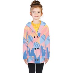Abstract Lines Dots Pattern Purple Pink Blue Kids  Double Breasted Button Coat by Maspions