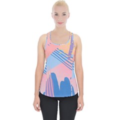 Abstract Lines Dots Pattern Purple Pink Blue Piece Up Tank Top by Maspions