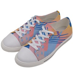 Abstract Lines Dots Pattern Purple Pink Blue Women s Low Top Canvas Sneakers