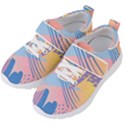 Abstract Lines Dots Pattern Purple Pink Blue Kids  Velcro Strap Shoes View2