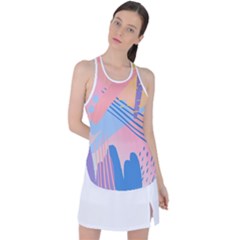 Abstract Lines Dots Pattern Purple Pink Blue Racer Back Mesh Tank Top by Maspions