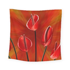 Flowers Red Square Tapestry (small) by Askadina