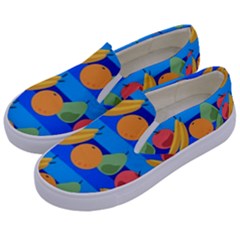 Fruit Texture Wave Fruits Kids  Canvas Slip Ons by Askadina