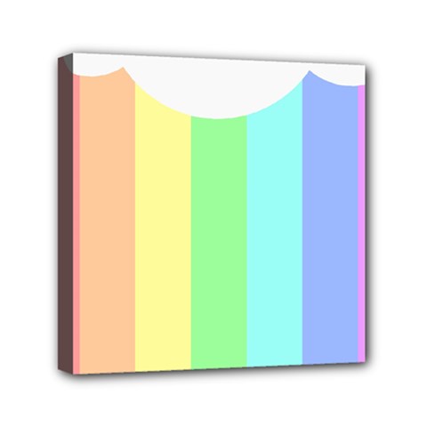 Rainbow Cloud Background Pastel Template Multi Coloured Abstract Mini Canvas 6  X 6  (stretched) by Maspions
