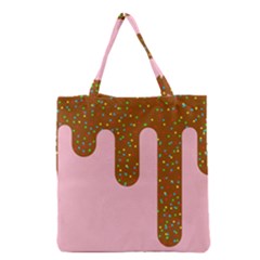 Ice Cream Dessert Food Cake Chocolate Sprinkles Sweet Colorful Drip Sauce Cute Grocery Tote Bag by Maspions