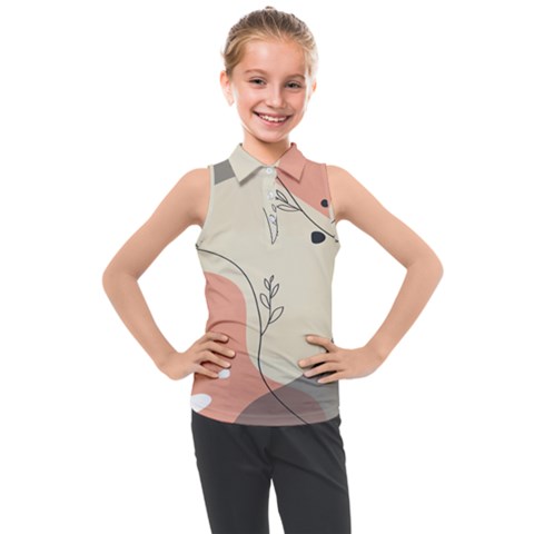 Pattern Line Art Texture Minimalist Design Kids  Sleeveless Polo T-shirt by Maspions