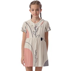Pattern Line Art Texture Minimalist Design Kids  Asymmetric Collar Dress by Maspions