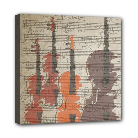 Music Notes Score Song Melody Classic Classical Vintage Violin Viola Cello Bass Mini Canvas 8  X 8  (stretched)