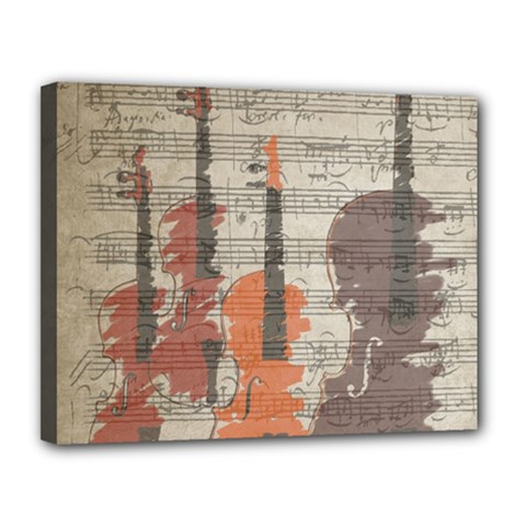 Music Notes Score Song Melody Classic Classical Vintage Violin Viola Cello Bass Canvas 14  X 11  (stretched) by Maspions