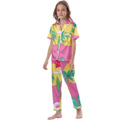 Ocean Watermelon Vibes Summer Surfing Sea Fruits Organic Fresh Beach Nature Kids  Satin Short Sleeve Pajamas Set