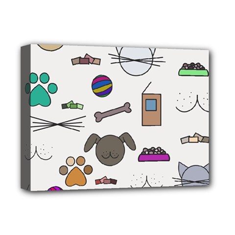 Cat Dog Pet Doodle Cartoon Sketch Cute Kitten Kitty Animal Drawing Pattern Deluxe Canvas 16  X 12  (stretched) 