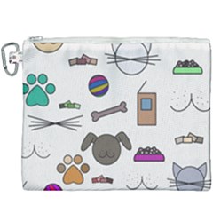 Cat Dog Pet Doodle Cartoon Sketch Cute Kitten Kitty Animal Drawing Pattern Canvas Cosmetic Bag (xxxl) by Bedest