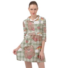 Bear Cartoon Pattern Strawberry Rainbow Nature Animal Cute Design Mini Skater Shirt Dress