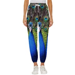 Peacock Bird Feathers Pheasant Nature Animal Texture Pattern Women s Cropped Drawstring Pants