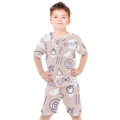 Abstract Leaf Nature Natural Beautiful Summer Pattern Kids  T-shirt And Shorts Set