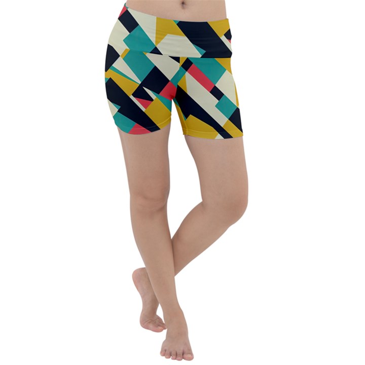 Geometric Pattern Retro Colorful Abstract Lightweight Velour Yoga Shorts