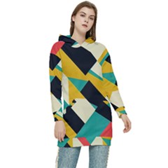 Geometric Pattern Retro Colorful Abstract Women s Long Oversized Pullover Hoodie