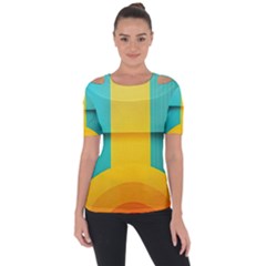 Colorful Rainbow Pattern Digital Art Abstract Minimalist Minimalism Shoulder Cut Out Short Sleeve Top