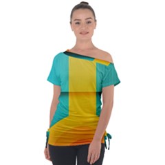 Colorful Rainbow Pattern Digital Art Abstract Minimalist Minimalism Off Shoulder Tie-up T-shirt