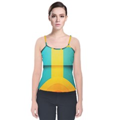 Colorful Rainbow Pattern Digital Art Abstract Minimalist Minimalism Velvet Spaghetti Strap Top by Bedest