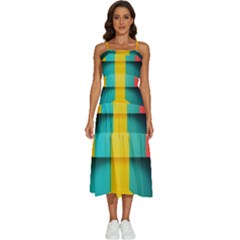 Colorful Rainbow Pattern Digital Art Abstract Minimalist Minimalism Sleeveless Shoulder Straps Boho Dress by Bedest
