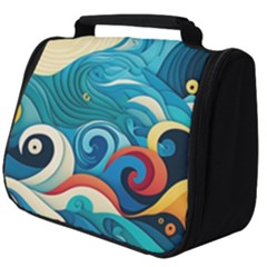 Waves Ocean Sea Abstract Whimsical Abstract Art Pattern Abstract Pattern Water Nature Moon Full Moon Full Print Travel Pouch (big)