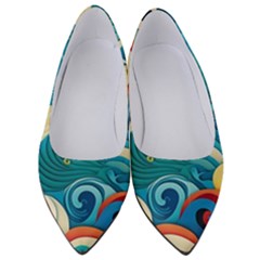 Waves Ocean Sea Abstract Whimsical Abstract Art Pattern Abstract Pattern Water Nature Moon Full Moon Women s Low Heels
