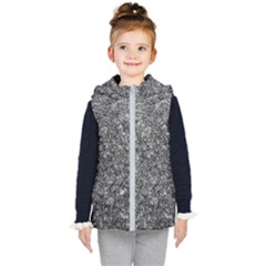 Black And White Abstract Expressive Print Kids  Hooded Puffer Vest by dflcprintsclothing