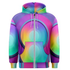 Circle Colorful Rainbow Spectrum Button Gradient Psychedelic Art Men s Zipper Hoodie by Maspions