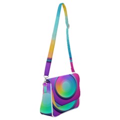Circle Colorful Rainbow Spectrum Button Gradient Psychedelic Art Shoulder Bag With Back Zipper