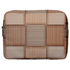 Wooden Wickerwork Texture Square Pattern Make Up Pouch (large)