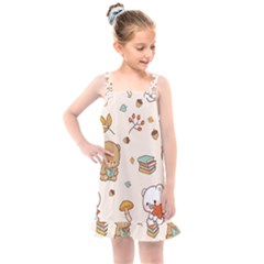 Bear Cartoon Background Pattern Seamless Animal Kids  Overall Dress by Maspions