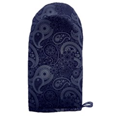 Blue Paisley Texture, Blue Paisley Ornament Microwave Oven Glove by nateshop