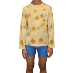 Cheese Texture, Yellow Cheese Background Kids  Long Sleeve Swimwear by nateshop