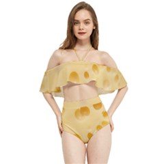 Cheese Texture, Yellow Cheese Background Halter Flowy Bikini Set  by nateshop