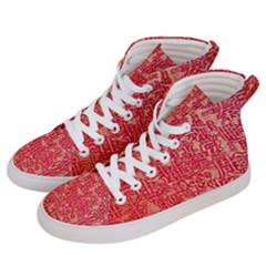Chinese Hieroglyphs Patterns, Chinese Ornaments, Red Chinese Women s Hi-top Skate Sneakers by nateshop