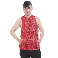 Chinese Hieroglyphs Patterns, Chinese Ornaments, Red Chinese Men s Sleeveless Hoodie by nateshop