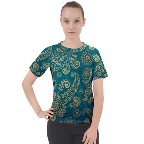 European Pattern, Blue, Desenho, Retro, Style Women s Sport Raglan T-shirt by nateshop