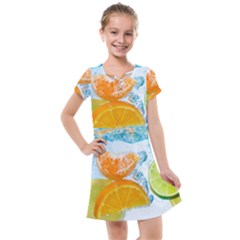 Fruits, Fruit, Lemon, Lime, Mandarin, Water, Orange Kids  Cross Web Dress by nateshop