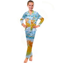 Fruits, Fruit, Lemon, Lime, Mandarin, Water, Orange Kids  Satin Long Sleeve Pajamas Set by nateshop