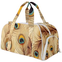 Vintage Peacock Feather Peacock Feather Pattern Background Nature Bird Nature Burner Gym Duffel Bag