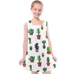 Cactus Plants Background Pattern Seamless Kids  Cross Back Dress