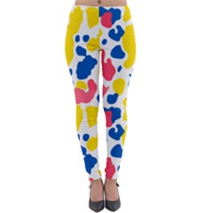 Colored Blots Painting Abstract Art Expression Creation Color Palette Paints Smears Experiments Mode Lightweight Velour Leggings by Maspions