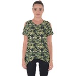 Camouflage pattern Cut Out Side Drop T-Shirt