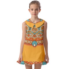 Mandala Orange Kids  Pilgrim Collar Ruffle Hem Dress