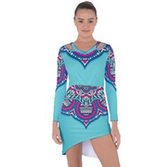 Mandala Blue Asymmetric Cut-out Shift Dress by goljakoff